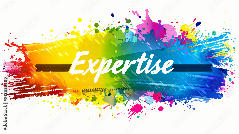 Poster rainbow colored splash effect expertise banner with a white background