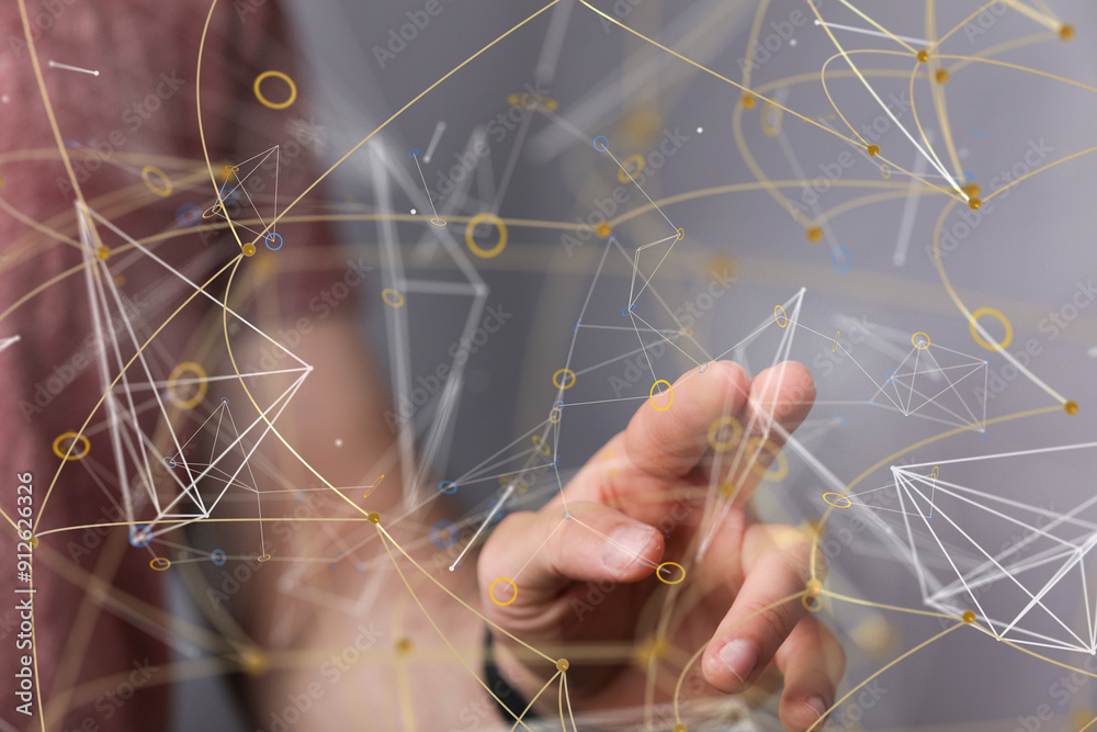 Leinwandbilder Global network. Blockchain. 3D illustration. Neural networks and artificial intelligence. Abstract
