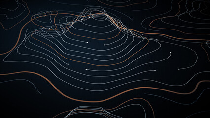 Futuristic holographic terrain topology head-up screen display, offering advanced tactical navigation and real-time environmental data