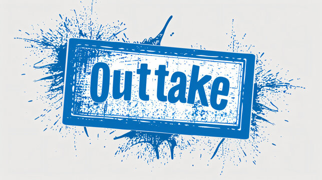 Blue ink grunge style outtake rubber stamp on white background