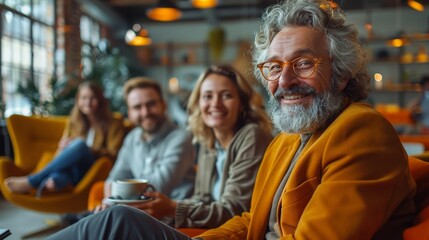A group of colleagues collaborating on a new project in a sleek office 
