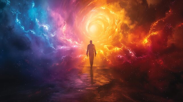 Cosmic consciousness awakening, universe becoming self-aware, 