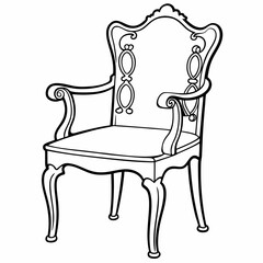 A beautiful ornate wooden chair art vector illustration