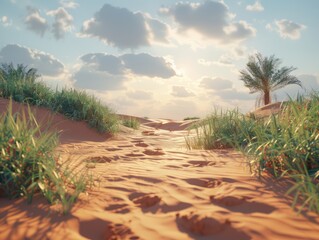 Explore the Enchanting Beauty of Sunlit Dunes A Desert Adventure Awaits, Discover Breathtaking Sand Formations, Golden Sunlight, and a Serene Oasis in the Heart of the Desert