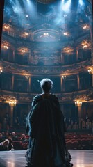 Naklejka premium A performer prepares to take center stage in a beautifully ornate theater