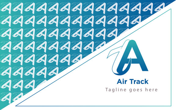 Air Track - icon, combination, symbole ,lettermark , logodesign , fusion of airoplan and letter A vector design