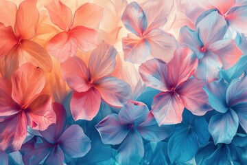 Delicate Pink and Blue Flower Petals in Close-Up