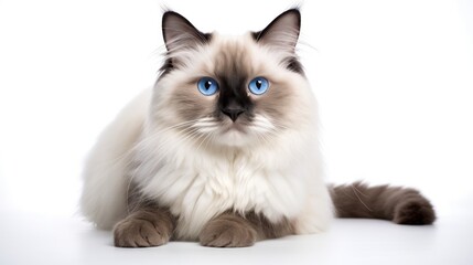 a Ragdoll cat on a white background