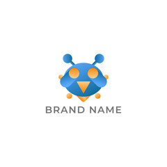 ILLUSTRATION BIRD ROBOT BLUE ORANGE GRADIENT COLOR TECH LOGO ICON TEMPLATE SIMPLE DESIGN ELEMENT VECTOR