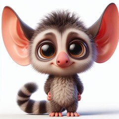 Fototapeta premium Cute Aye-Aye Cartoon character , 3d Generative AI