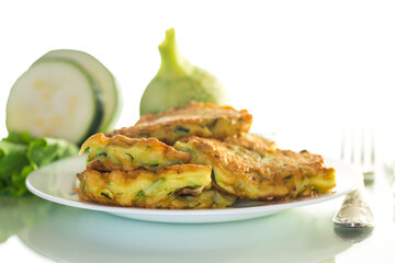 homemade food, fried zucchini pancakes