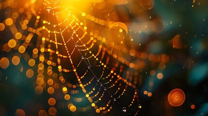 A spider web with a yellow background