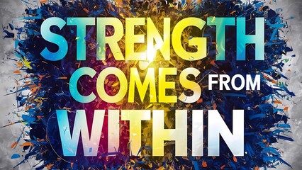 Strength comes from within colorful background and text (T-shirt Design Motivational Quote, Illustration ,Typography)