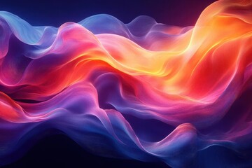 Fototapeta premium abstract digital artwork featuring fluid shapes and vibrant color gradients blending organic and geometric elements to create a sense of motion and innovation on a dark background