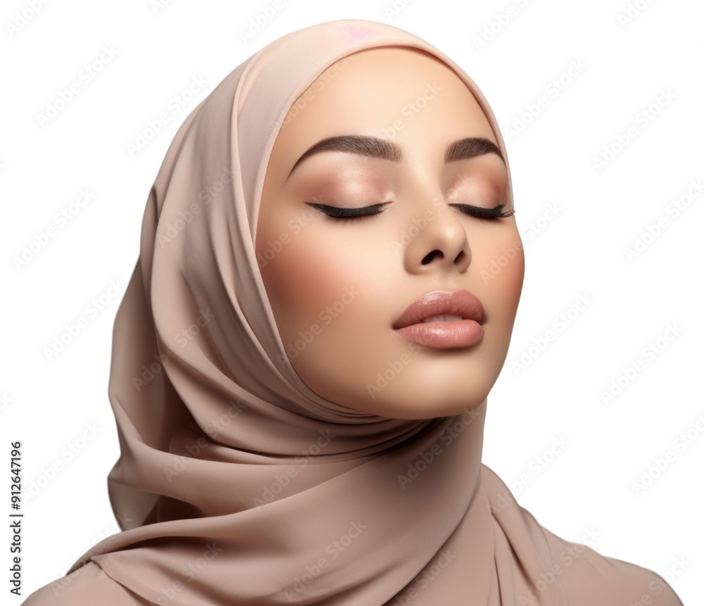 Sticker png lipstick portrait adult hijab.