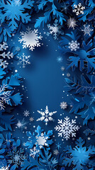 Blue Christmas snowflakes background,Vector illustration. Paper cut cartoon style