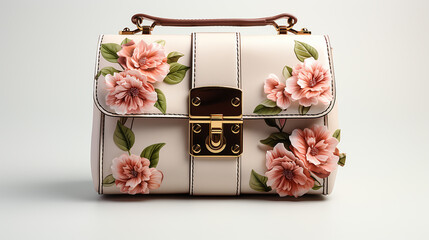 beautiful and luxury handbag with printing of beautiful flowers on it photo, generative ai