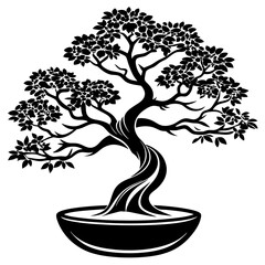 Bonsai clipart minimalist art vector illustration