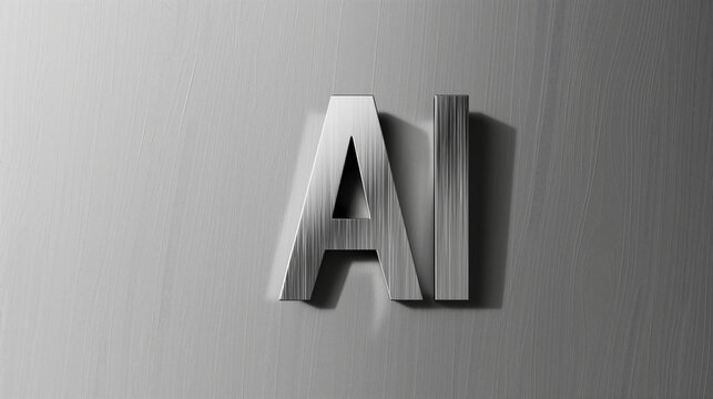 The metallic ai letters on textured gray background, ai concept - Powered by Adobe