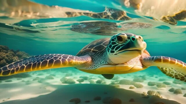 green sea turtle swimming