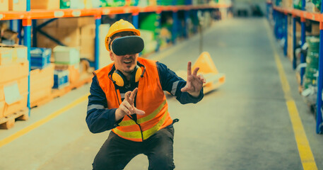 Warehouse Worker Using VR Technology