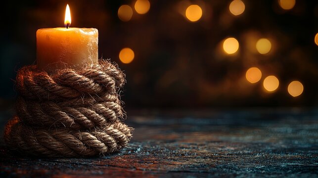 The lighted candle was tightly tied with a rope. International Day of Remembrance for Enforced Disappearances