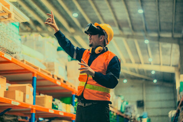 Warehouse Worker Using VR Technology