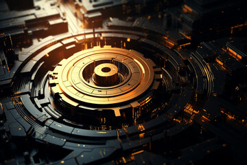 Naklejka premium Chronicles of the Tech Noir City Futuristic Mysteries