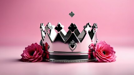 Pink and Black Crown on Table