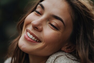 Candid of Smiling Young Woman with Natural Beauty and Joyful Expression