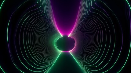 A digital background with green and purple colors and neon lighting.
