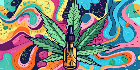 Obraz premium Modern Illustration of Cannabis Oil