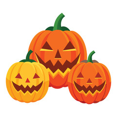 Flat Vector Halloween Pumpkins. Assortment evil pumpkins