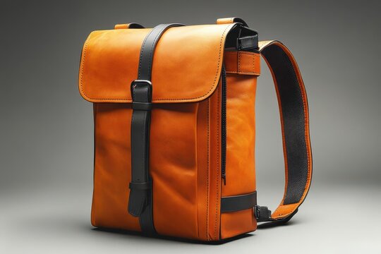 sleek minimalist orange backpack with clean lines and modern design multiple views showcase its versatility and practicality