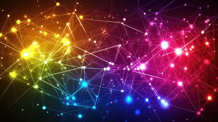 Abstract digital technology background with network colorful connection lines