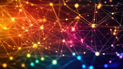 Abstract digital technology background with network colorful connection lines