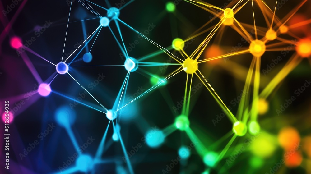 Aufkleber Abstract digital technology background with network colorful connection lines