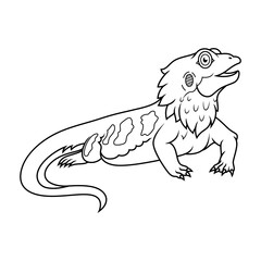 Cartoon bearded dragon line art