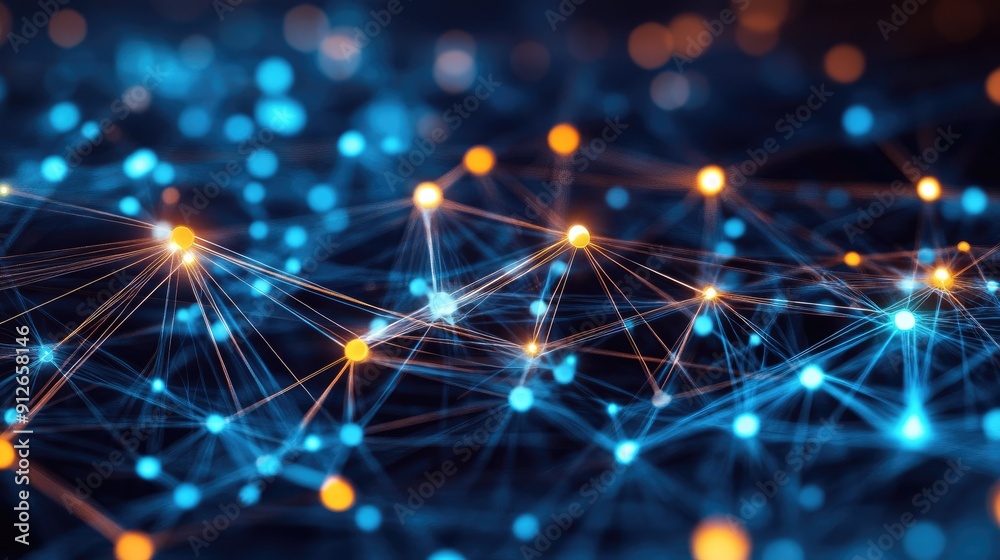 Aufkleber Abstract network connection with nodes