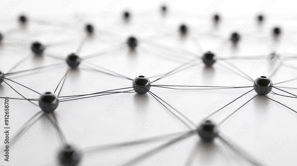 Fototapete Abstract network connection with nodes