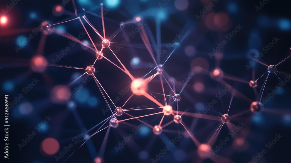Aufkleber Abstract network connection with nodes