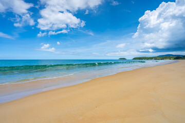 Empty tropical beach and seascape, Beautiful sandy beach and sea in sunny day,Blue sky in good...