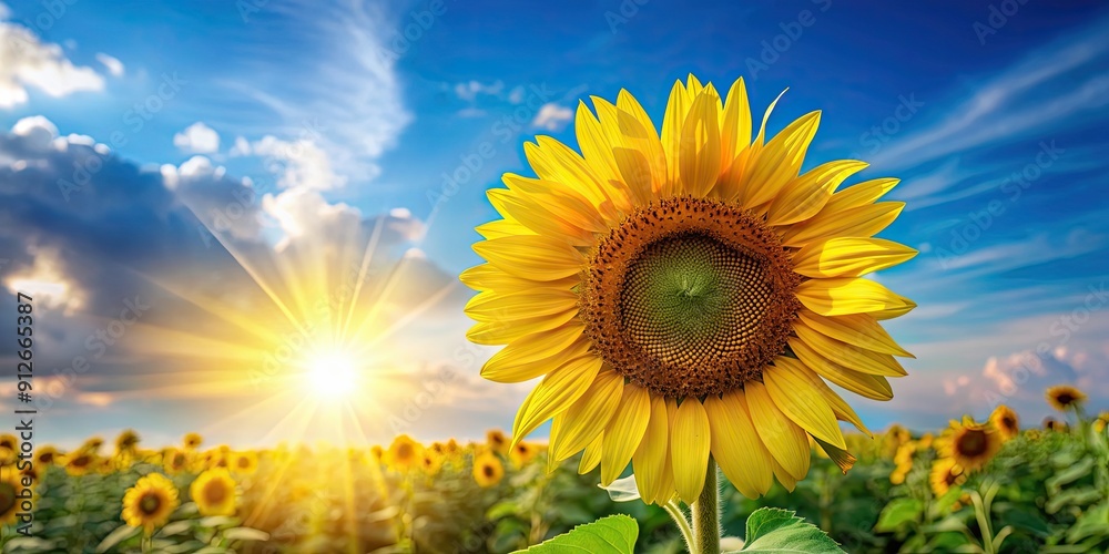 Canvas Prints Vibrant sunflower in full bloom under the sun, flower, nature, yellow, garden, petals, summer, sunny, bright, sun, growth