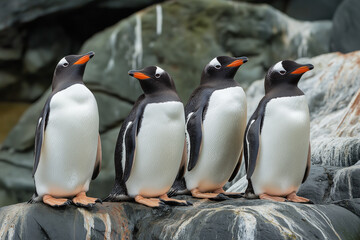 Fototapeta premium group of southern penguins living in the wildlife nature of antarctica 