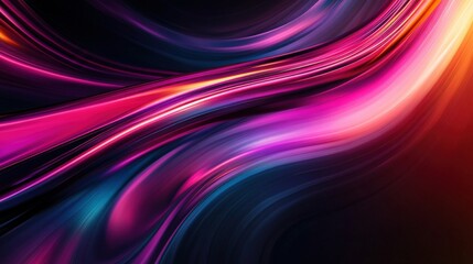 Obraz premium Abstract background of vibrant pink and blue curves on a black background.