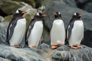 Obraz premium group of southern penguins living in the wildlife nature of antarctica 