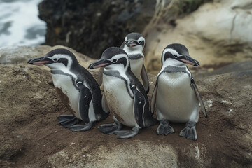 Obraz premium southern penguin group living in the nature of Antarctica 