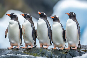 Fototapeta premium southern penguin group living in the nature of Antarctica 