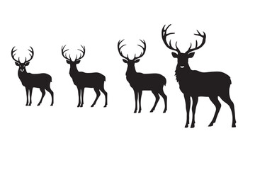 Elegant Deer Silhouette Vector Illustration in Black and White