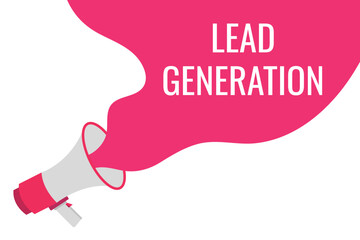 lead generation button, banner, label, template for website. lead generation text with colorful megaphone icon
